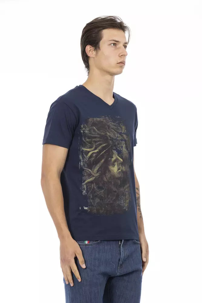 Blue Cotton Men T-Shirt - ventzia
