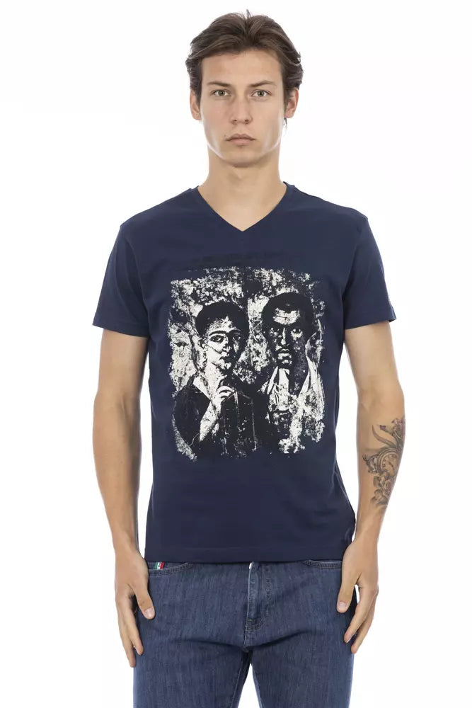 Blue Cotton Men T-Shirt - ventzia