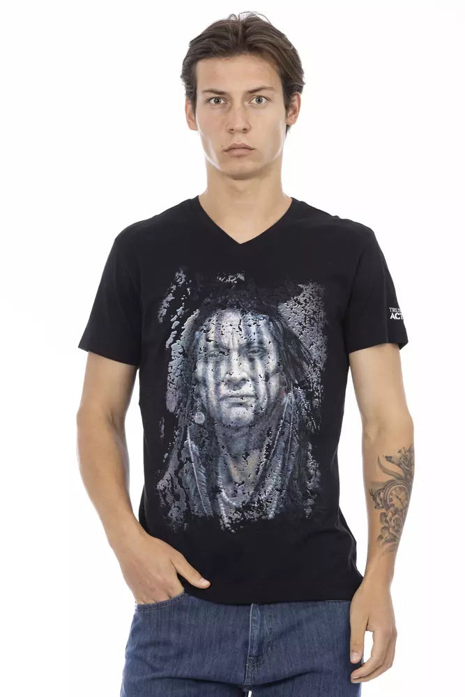 Black Cotton Men's T-Shirt - ventzia