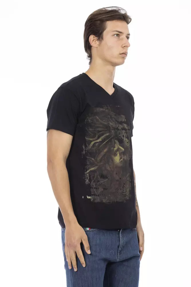 Black Cotton Men T-Shirt - ventzia