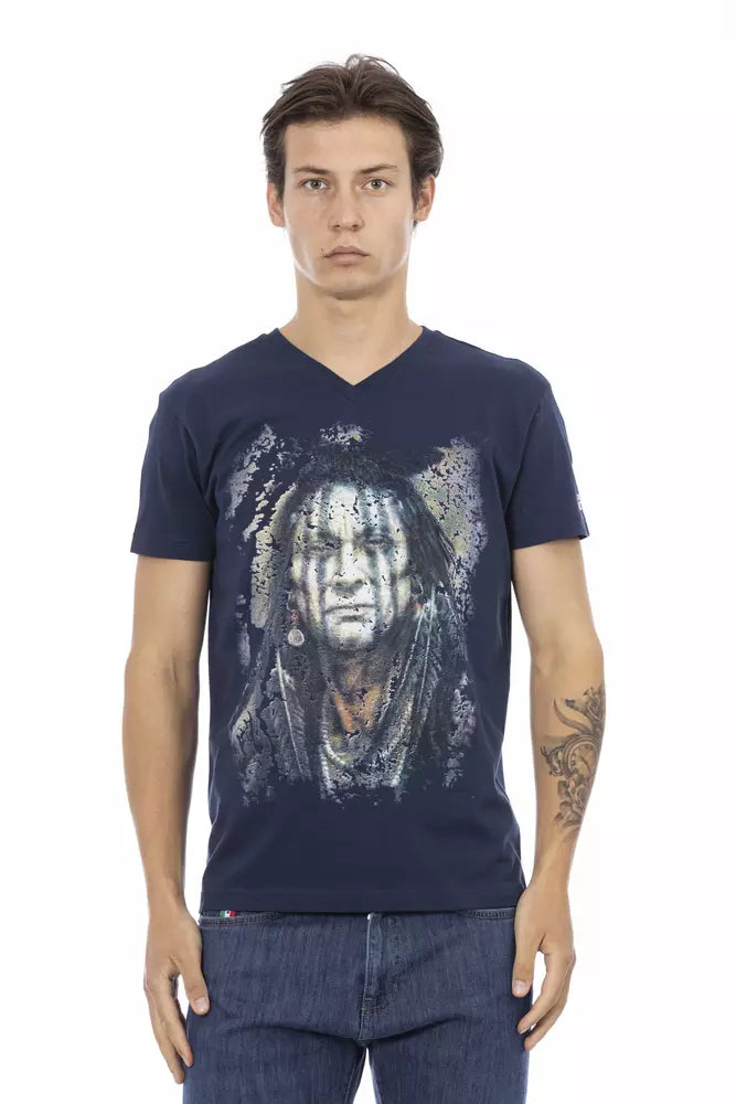 Blue Cotton Men's T-Shirt - ventzia
