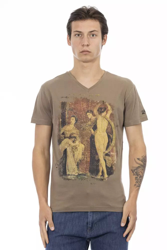 Brown Cotton Men T-Shirt - ventzia