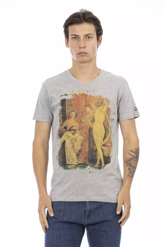 Gray Cotton Men T-Shirt - ventzia
