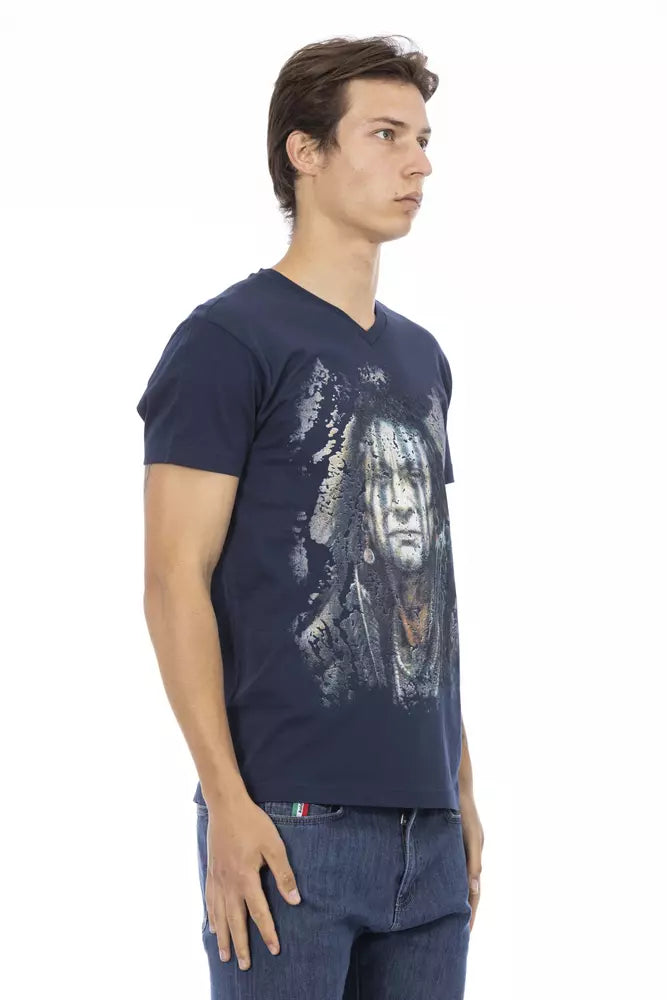 Blue Cotton Men's T-Shirt - ventzia