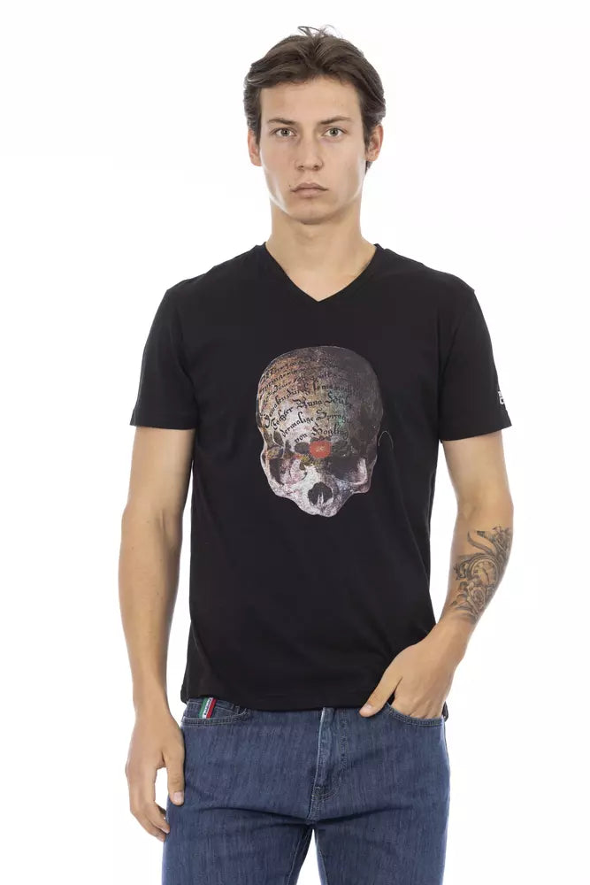 Black Cotton Men's V-Neck T-Shirt - ventzia