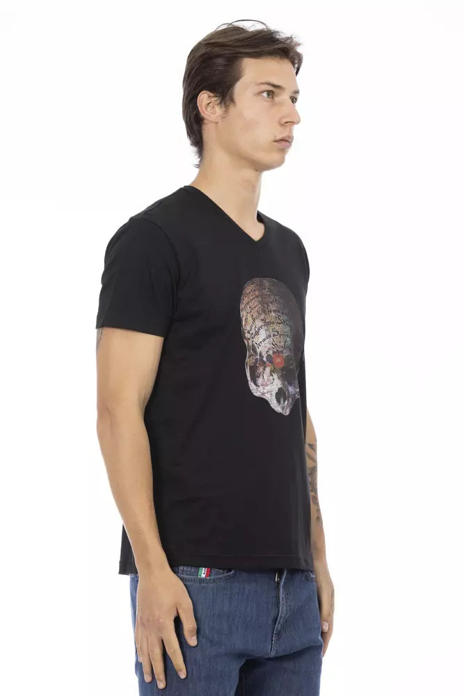 Black Cotton Men's V-Neck T-Shirt - ventzia