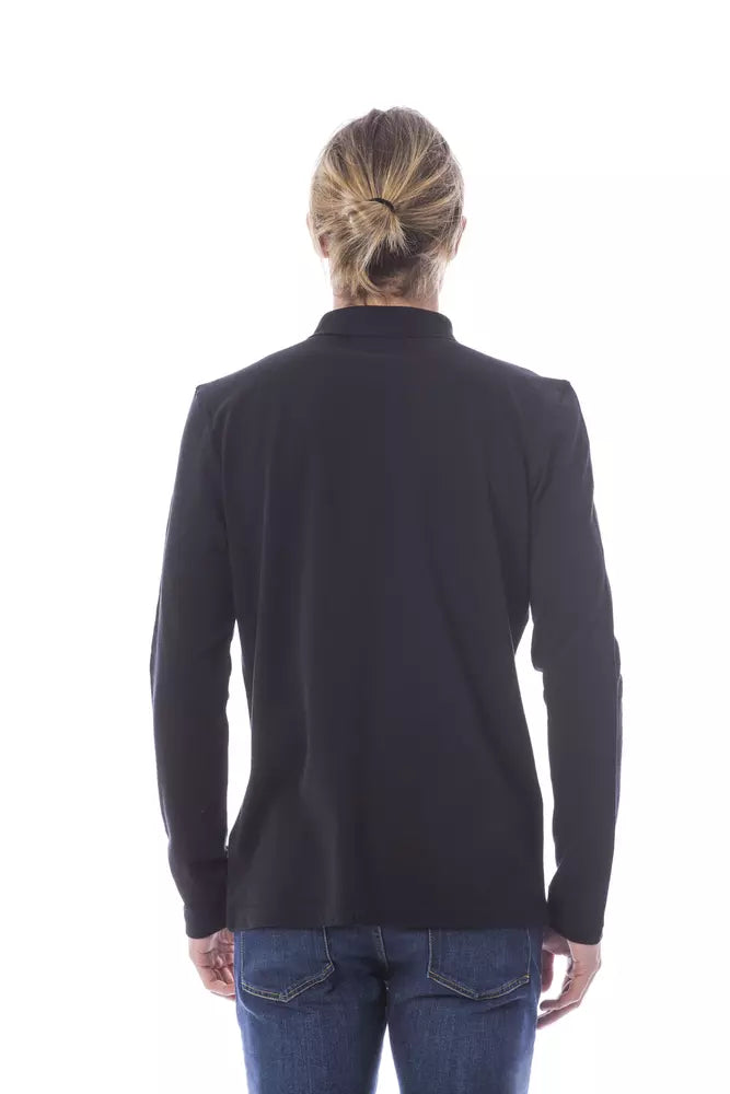 Black Cotton Men's Polo Shirt Long Sleeve - ventzia