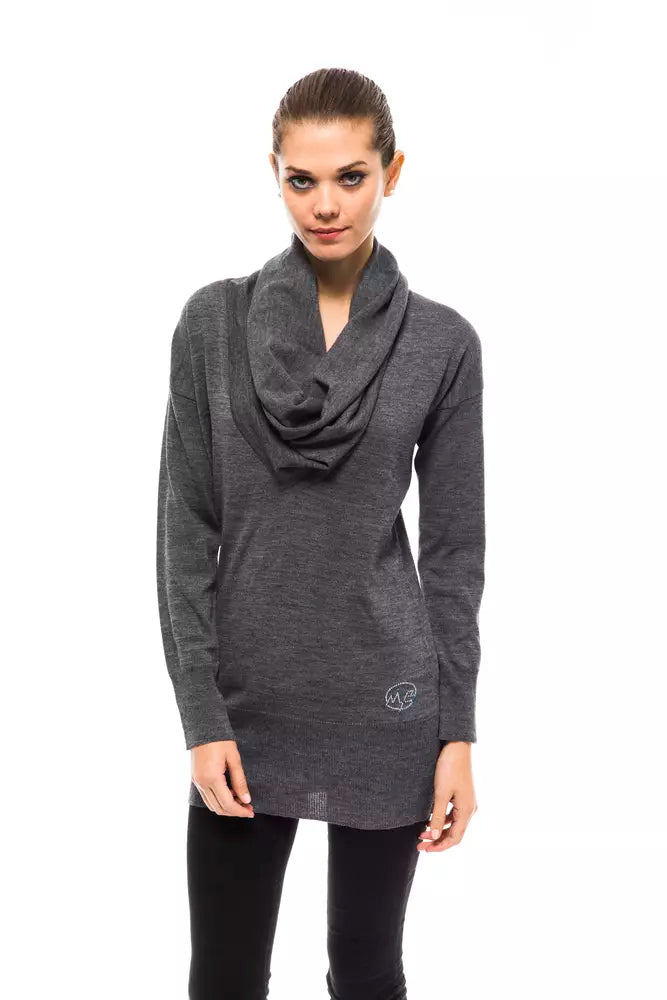 Gray Wool Women Sweater - ventzia