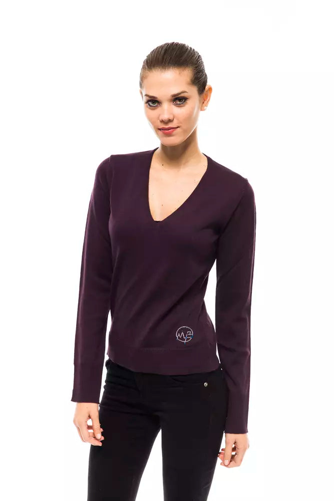 Purple Wool Women Sweater - ventzia