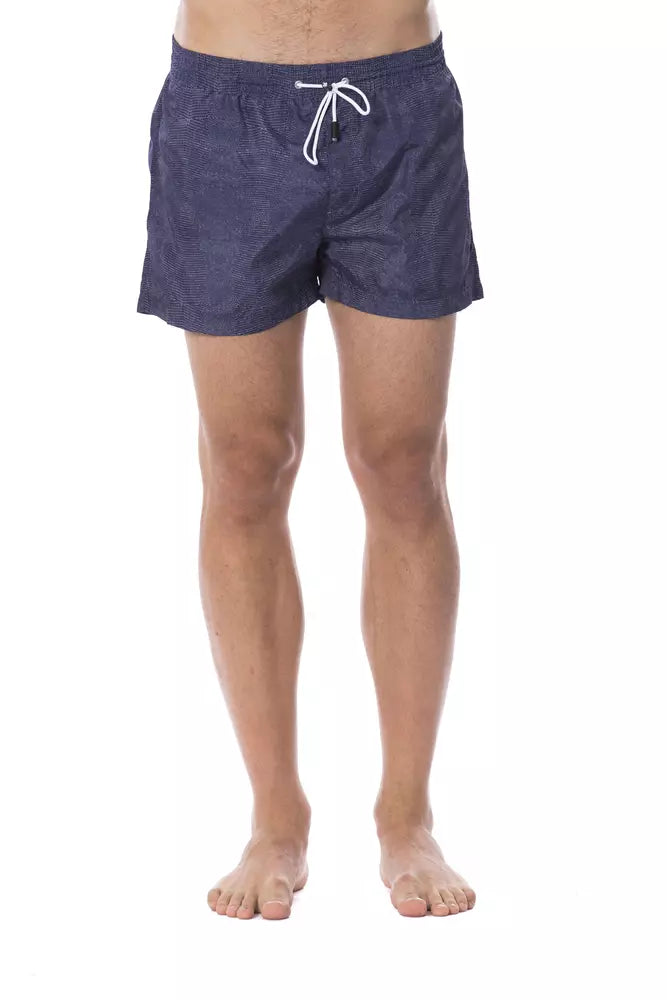 Blue Polyester Men's Swim Trunk - ventzia