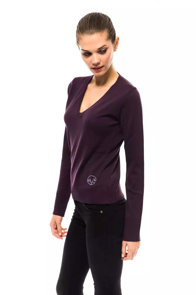 Purple Wool Women Sweater - ventzia