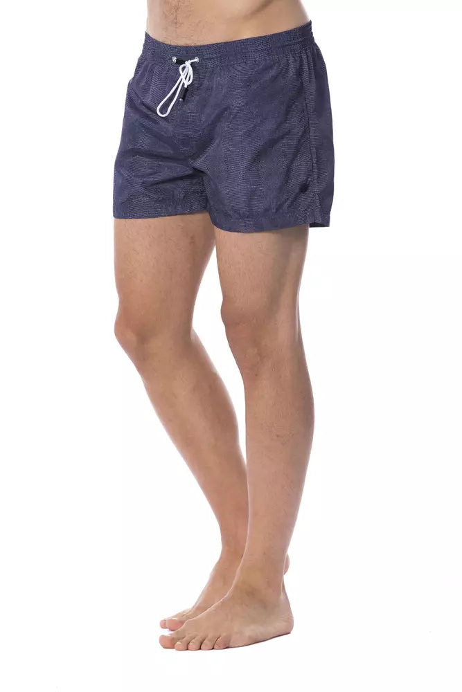 Blue Polyester Men's Swim Trunk - ventzia