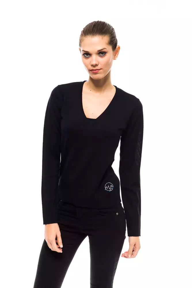 Blue Wool Women Sweater - ventzia