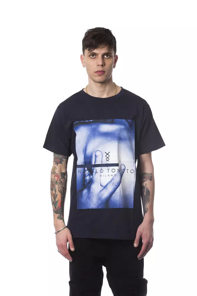 Blue Cotton Men T-Shirt - ventzia