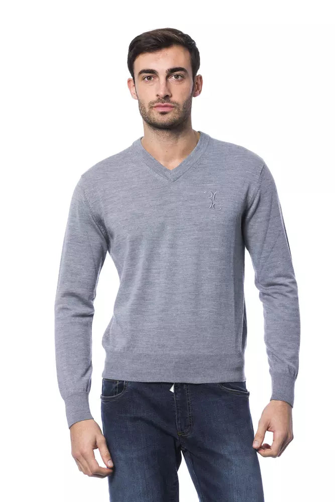 Gray Merino Wool Men Sweater - ventzia