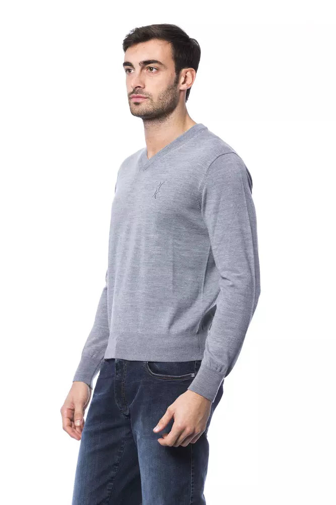 Gray Merino Wool Men Sweater - ventzia