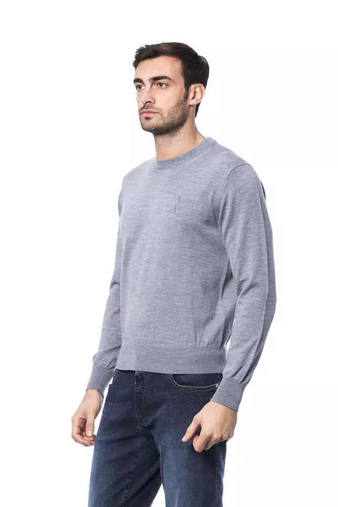Gray Merino Wool Men Sweater - ventzia