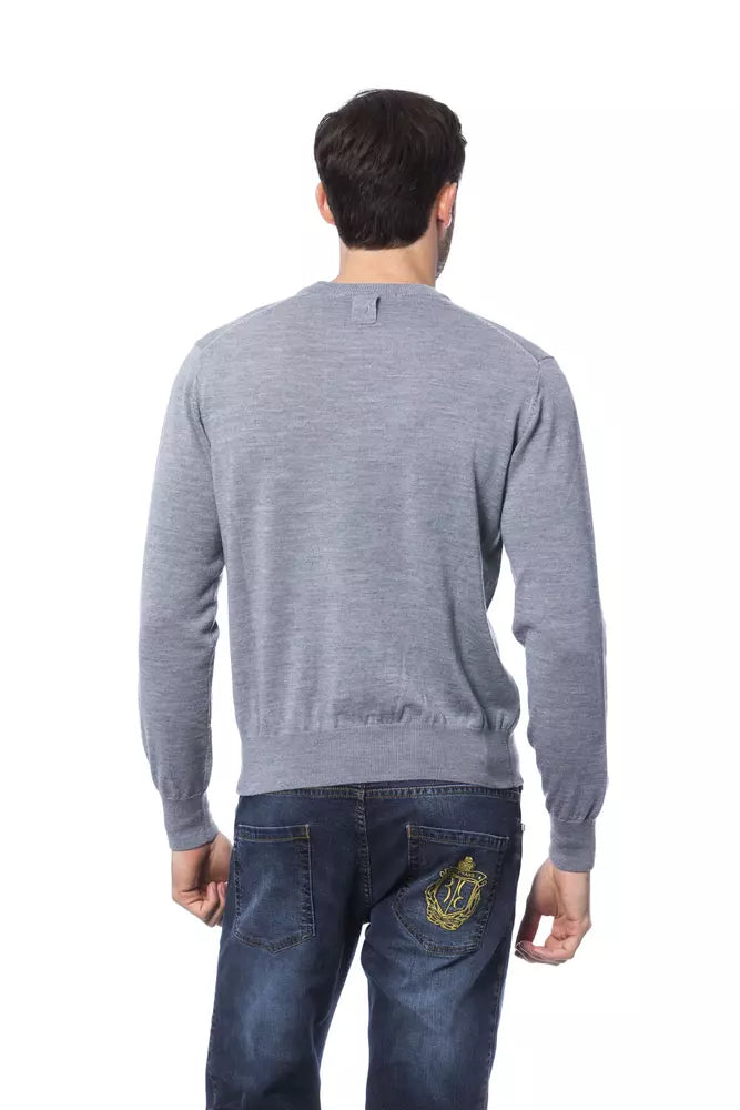 Gray Merino Wool Men Sweater - ventzia