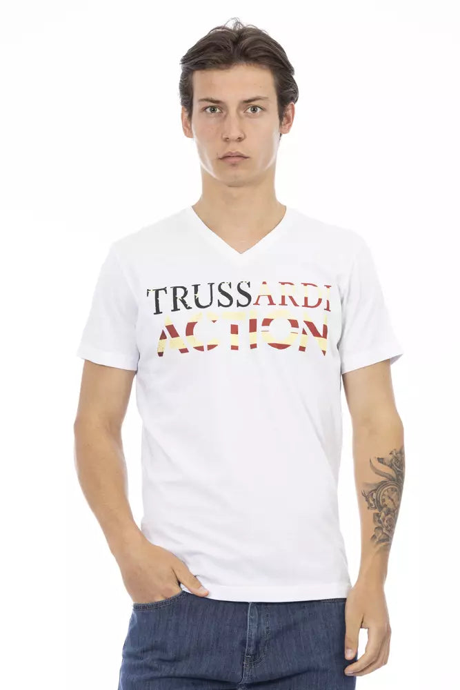 White Cotton Men T-Shirt - ventzia