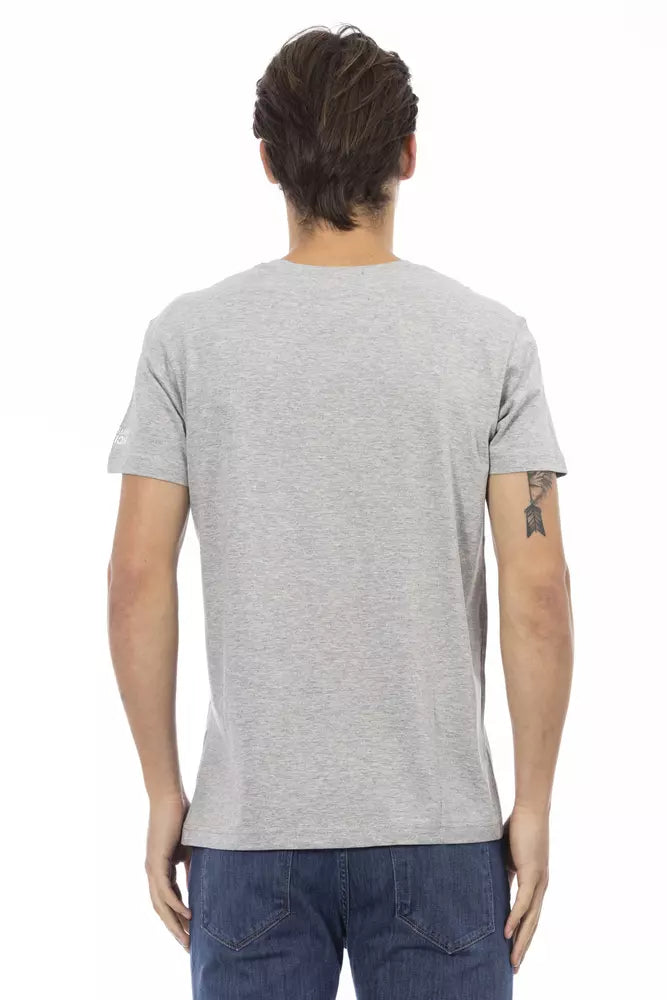 Gray Cotton Men T-Shirt - ventzia