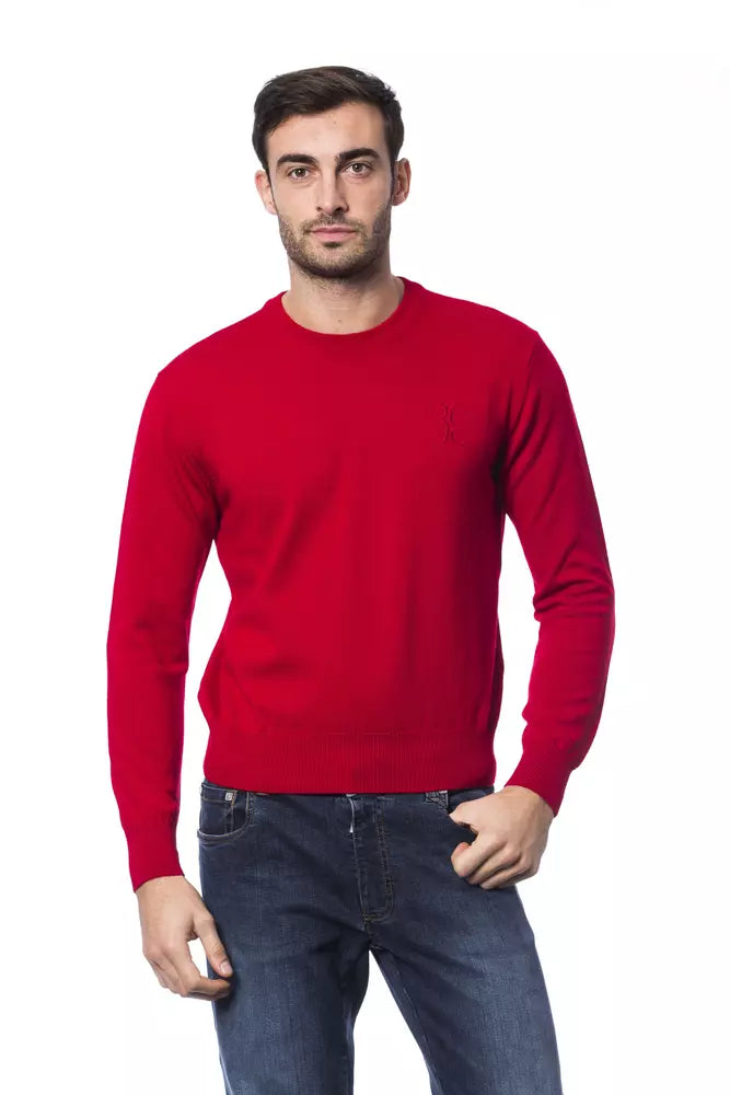 Red Merino Wool Men Sweater - ventzia