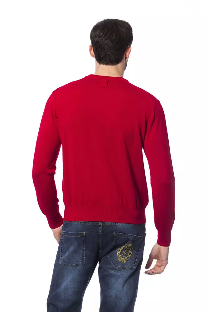 Red Merino Wool Men Sweater - ventzia