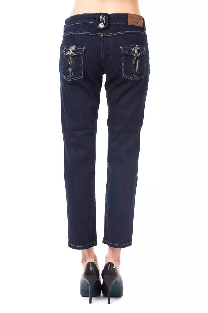 Blue Cotton Women's Capri Jeans - ventzia