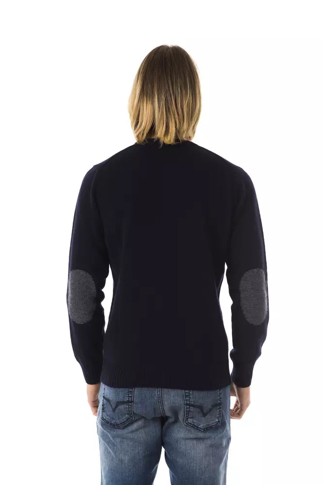 Blue Wool Men Sweater - ventzia