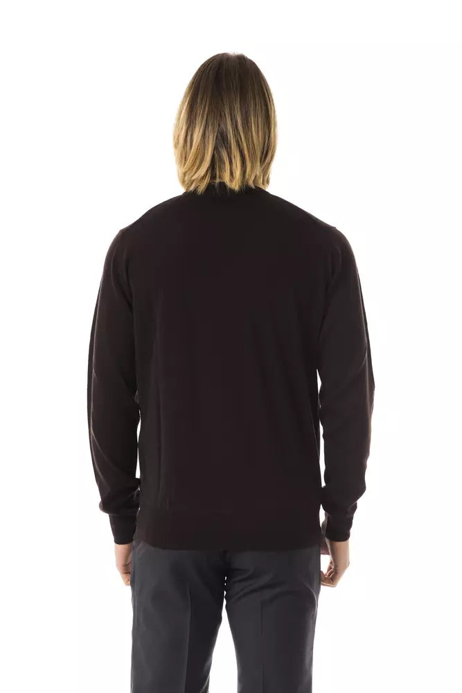 Brown Merino Wool Men Sweater - ventzia