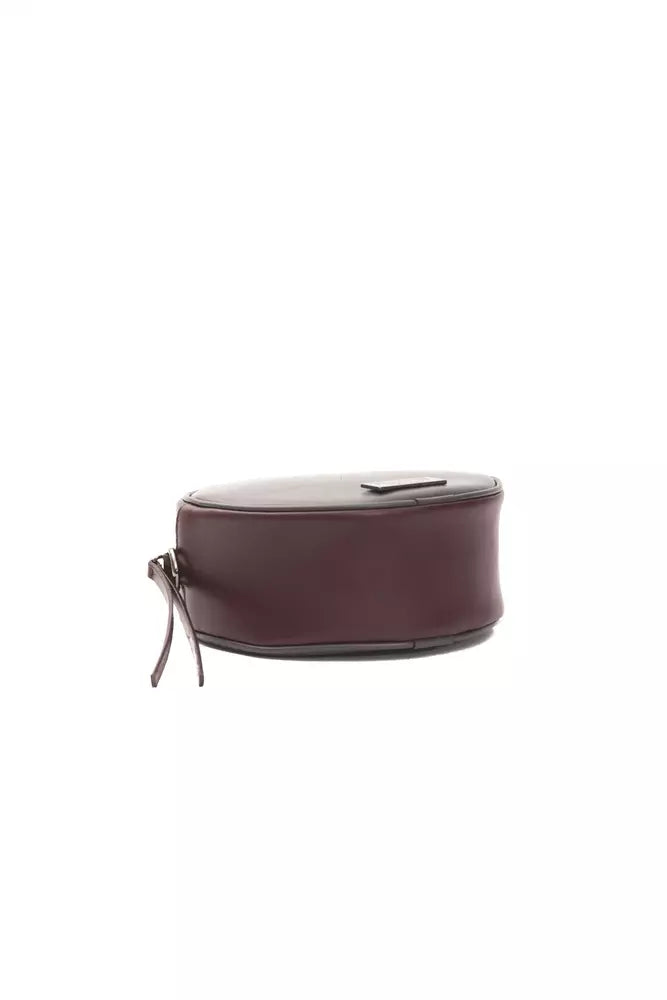 Burgundy Leather Women Crossbody Bag - ventzia
