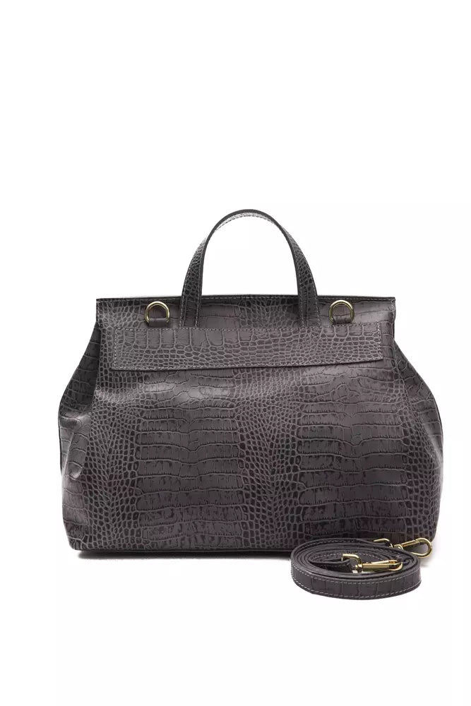 Gray Leather Women Handbag - ventzia