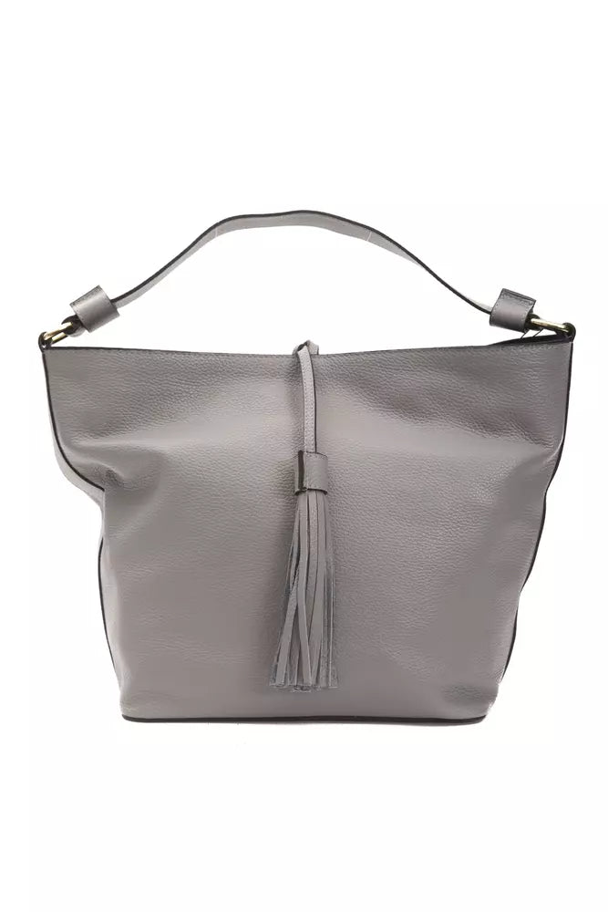 Gray Leather Women Shoulder Bag - ventzia