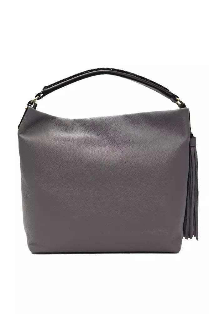 Gray Leather Women Shoulder Bag - ventzia
