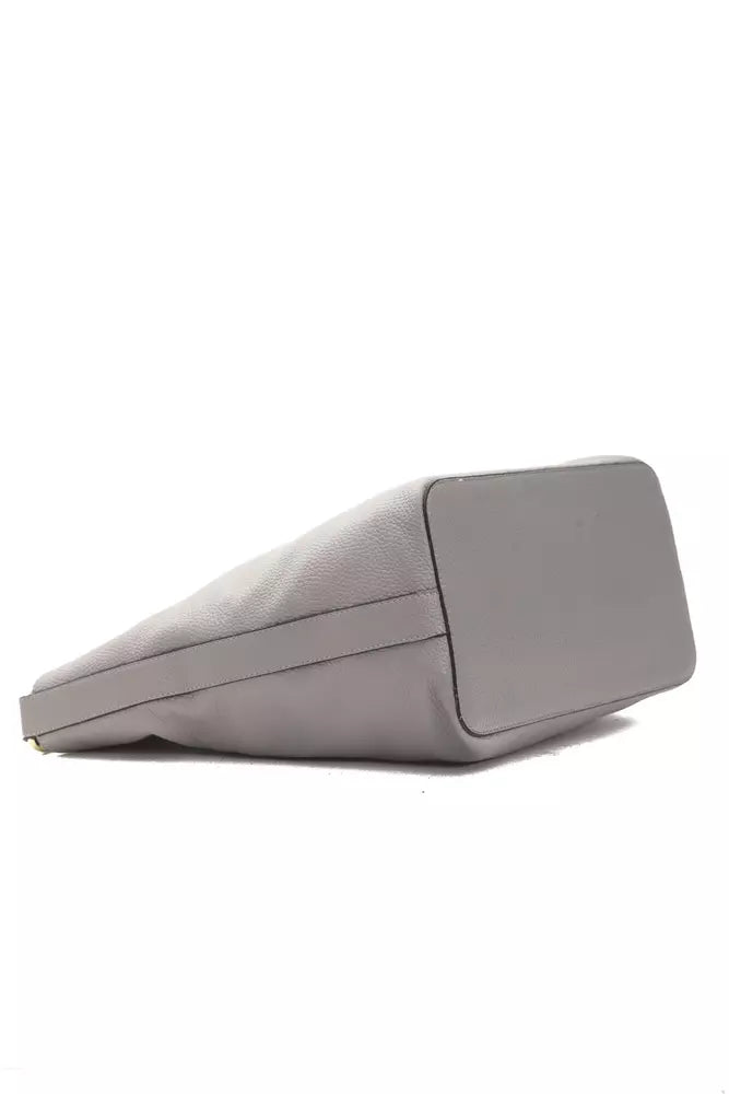 Gray Leather Women Shoulder Bag - ventzia