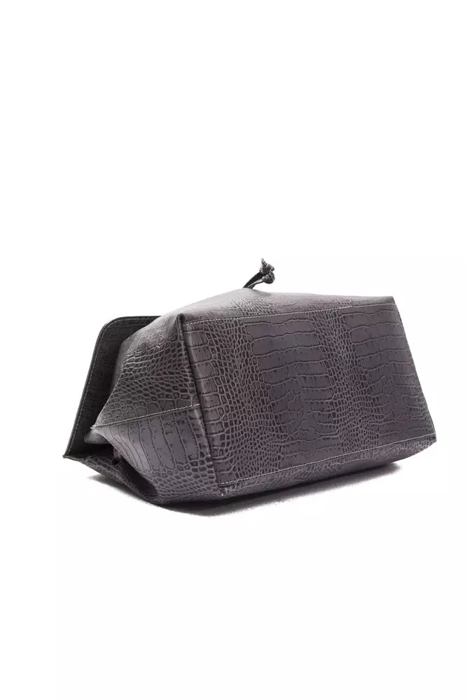 Gray Leather Women Handbag - ventzia