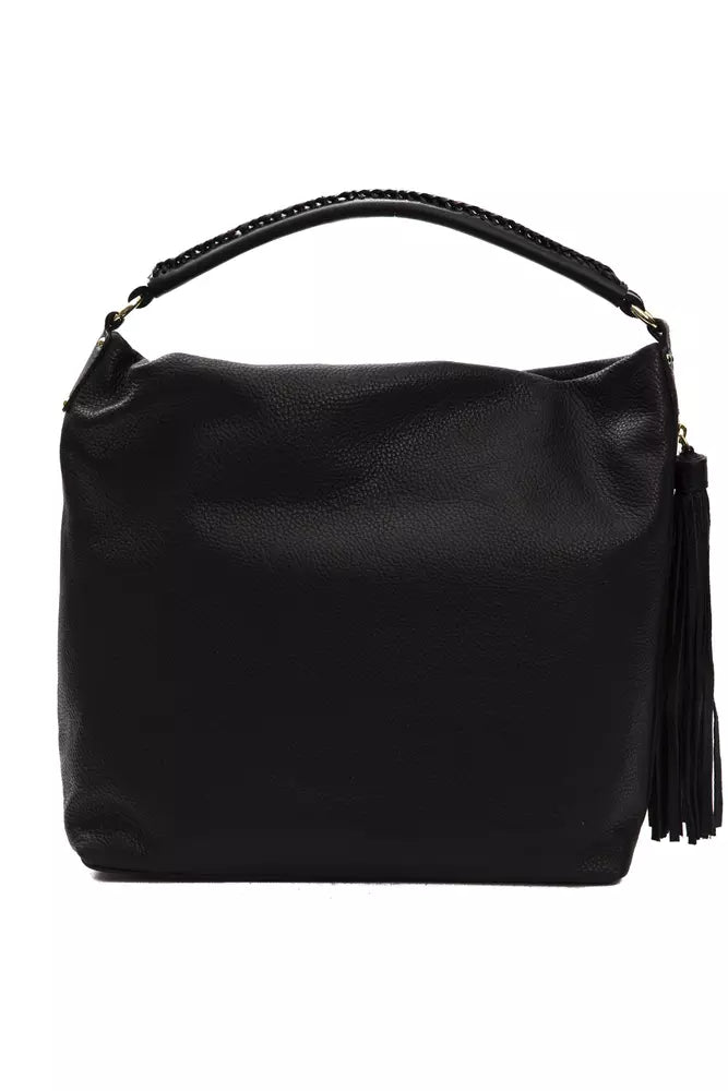 Black Leather Women Shoulder Bag - ventzia