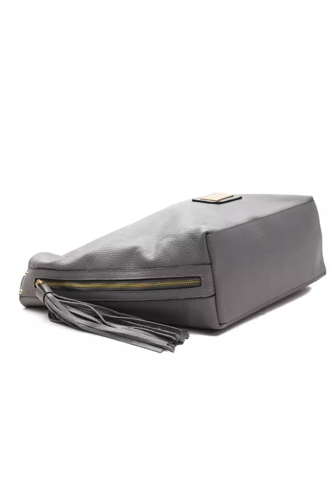 Gray Leather Women Shoulder Bag - ventzia