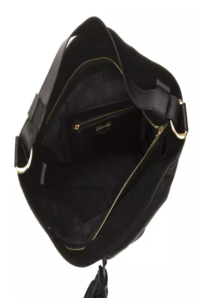 Black Leather Women Shoulder Bag - ventzia