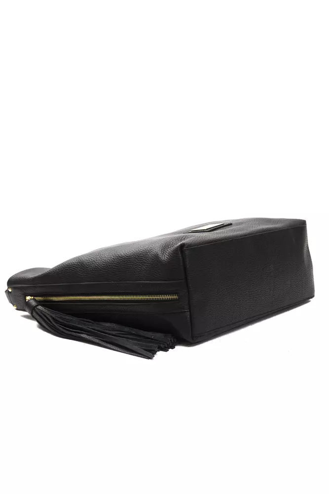 Black Leather Women Shoulder Bag - ventzia