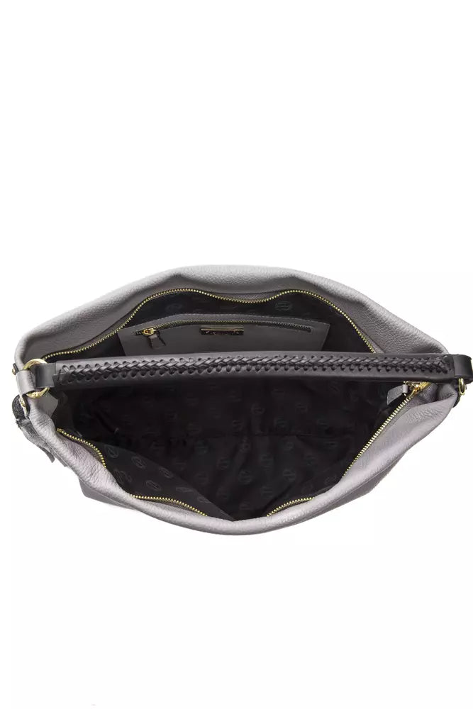 Gray Leather Women Shoulder Bag - ventzia
