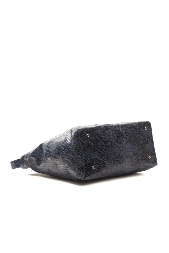 Blue Leather Women Shoulder Bag - ventzia