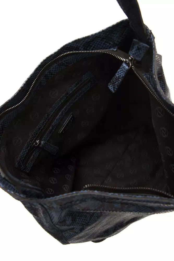 Blue Leather Women Shoulder Bag - ventzia