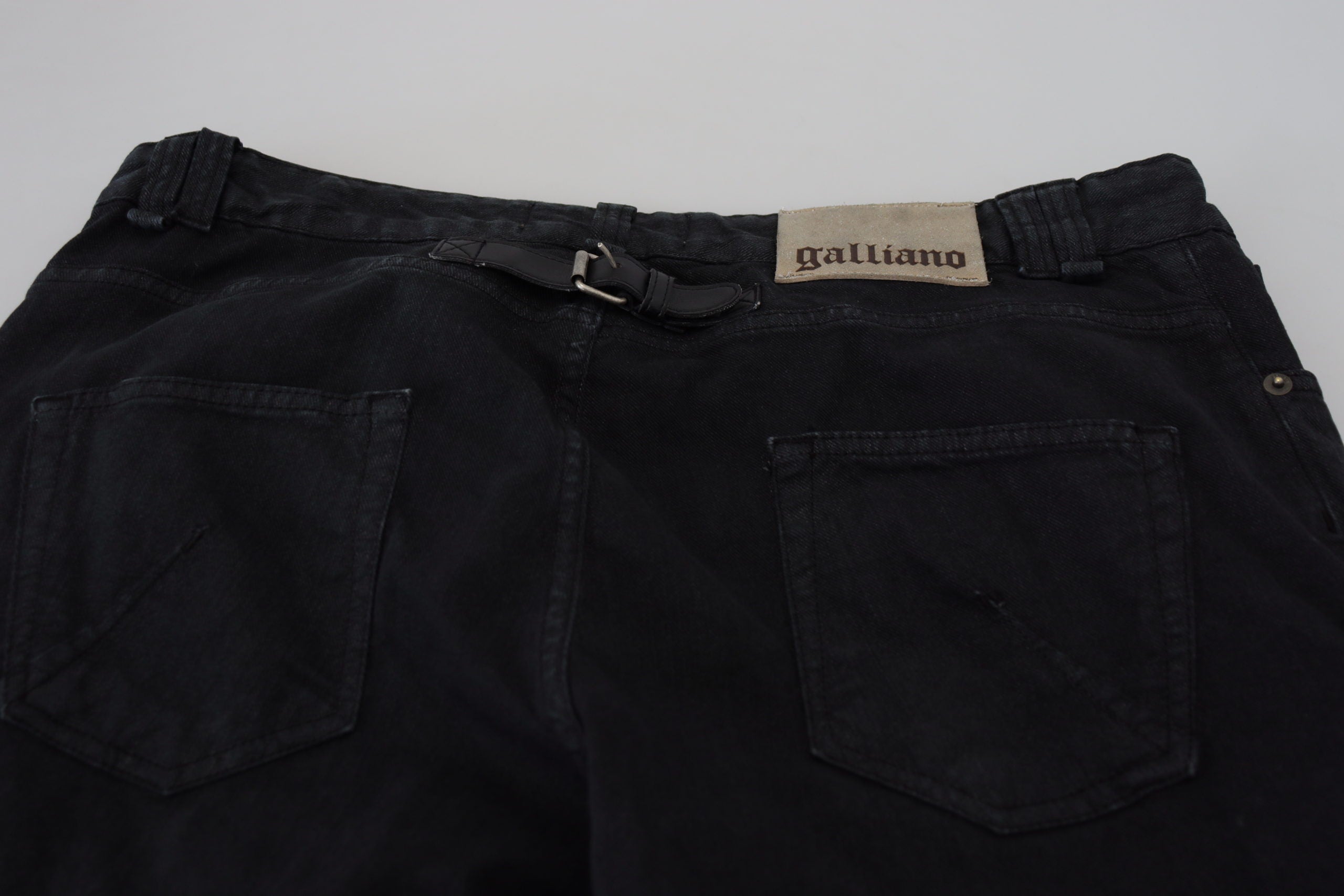 Black Cotton Back Buckle Casual Denim Jeans - ventzia