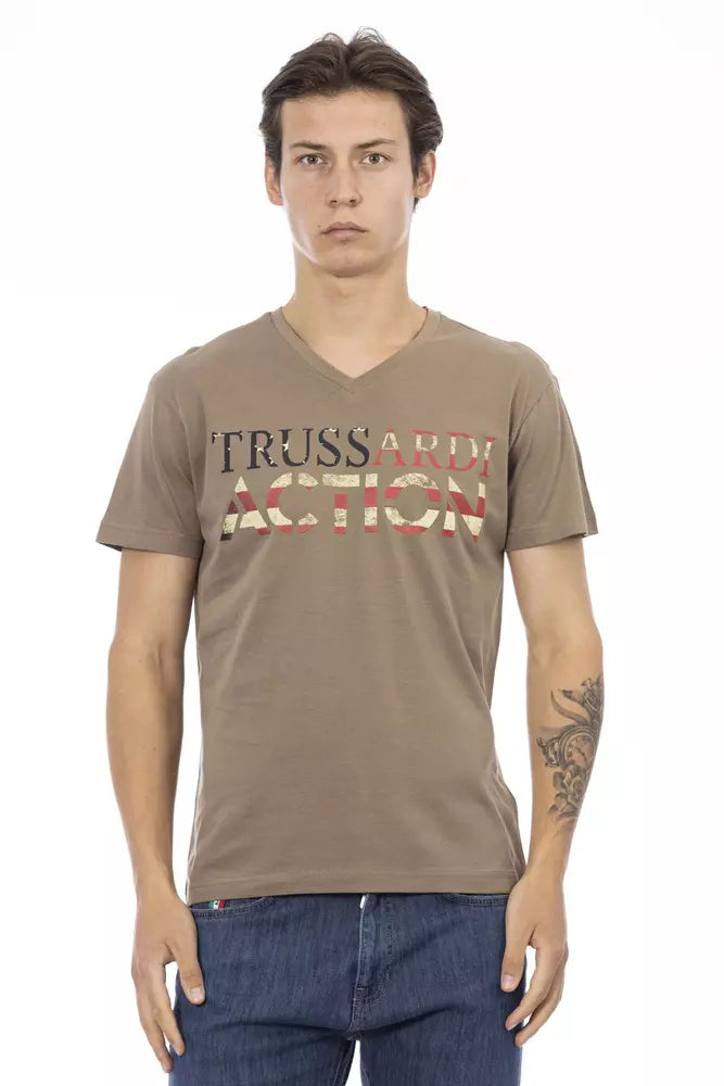 Brown Cotton Men T-Shirt - ventzia