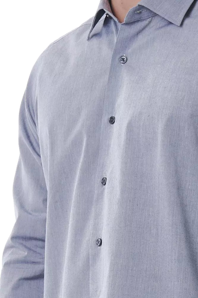 Gray Cotton Men Shirt - ventzia