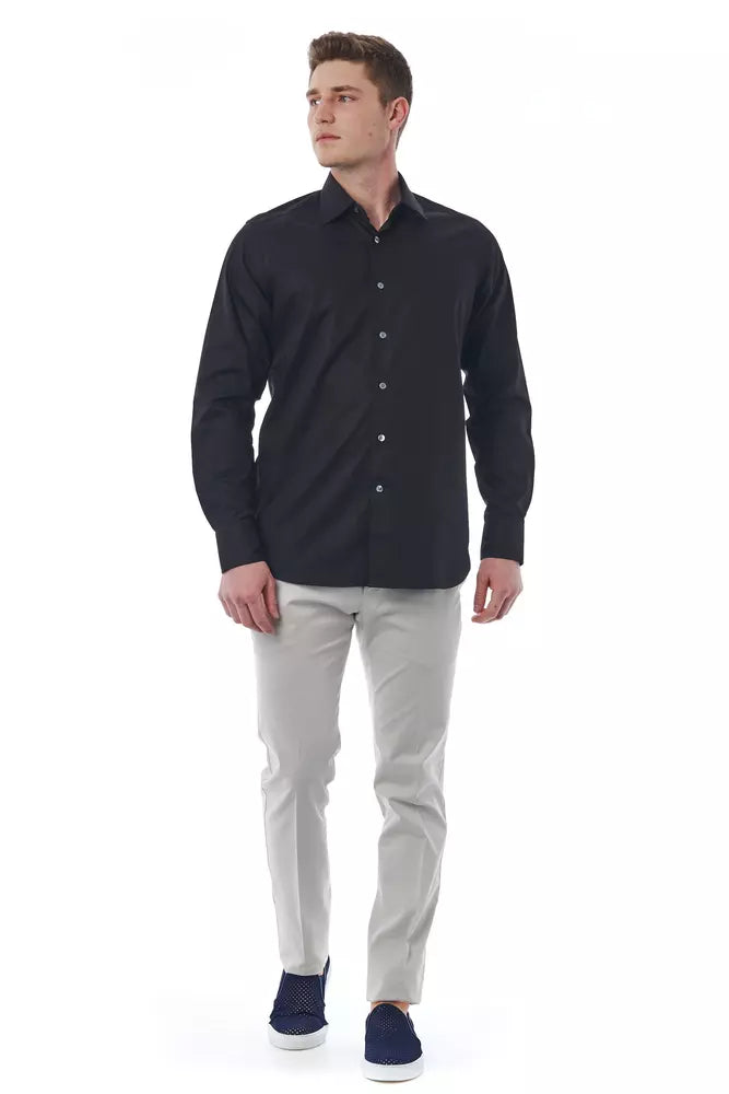 Black Cotton Men's Shirt - ventzia