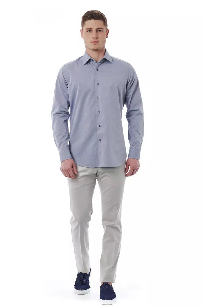 Gray Cotton Men Shirt - ventzia