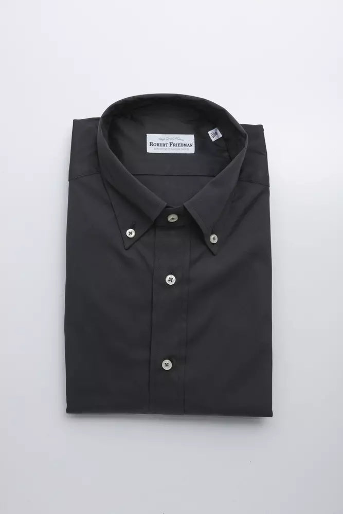 Gray Cotton Men Shirt - ventzia