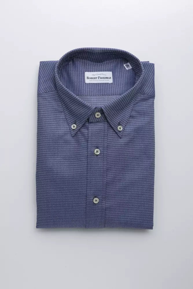 Blue Cotton Men Shirt - ventzia