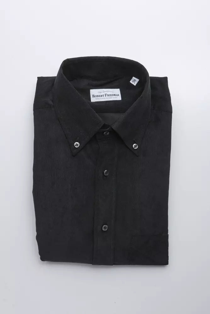 Black Cotton Men Shirt - ventzia